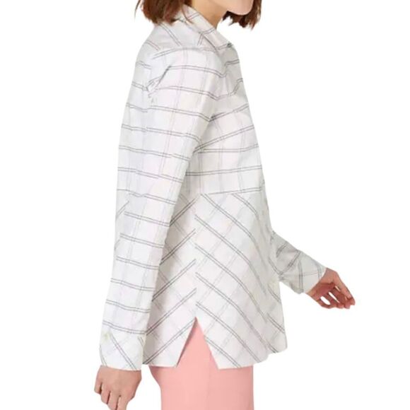 J. Jill White Striped Button-Front Top Size Medium - Picture 1 of 10